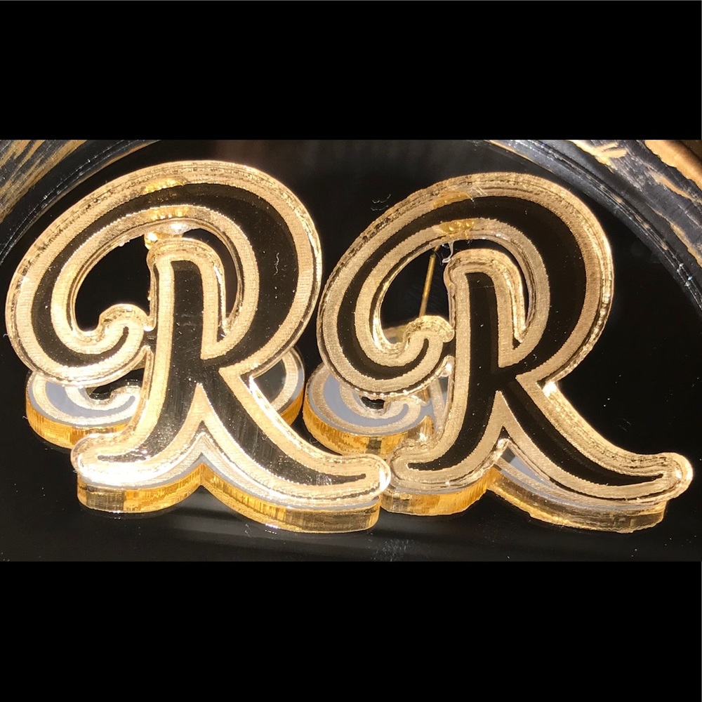 Chic Mirror Gold Plated Initial Earrings